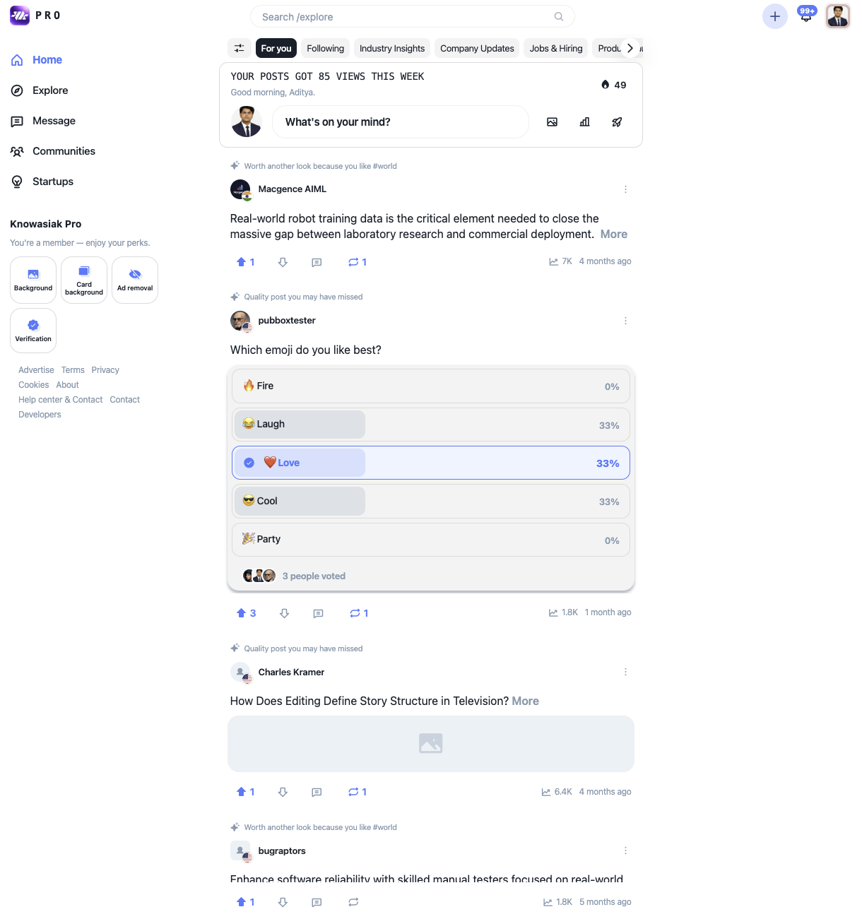 Knowasiak home feed